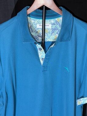 Tommy Bahama IslandZone Polo w/ Banana Print Placket and Cuffs - XXL
